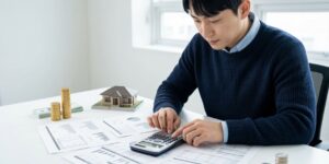 건강보험료 계산 하는 남자