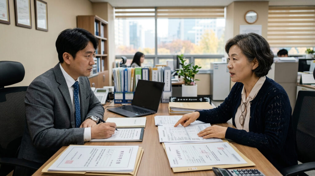차상위계층 상담받는 중년여성 