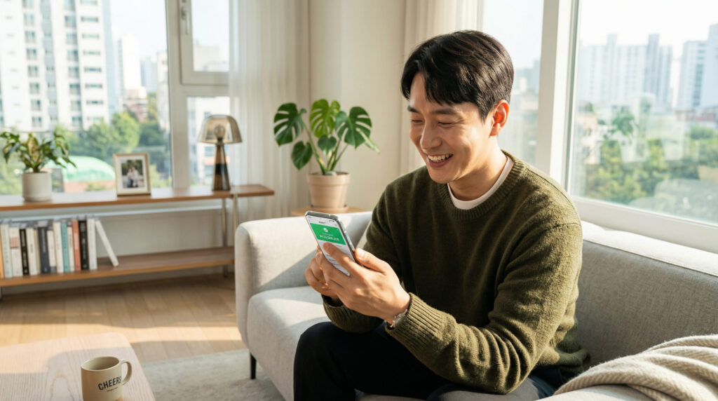 개인사업자 햇살론 조건 확인하는 남자