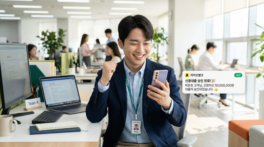 직장인 신용대출 조건 확인하는 남자