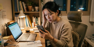 직장인 신용대출 알아보고 있는 여성