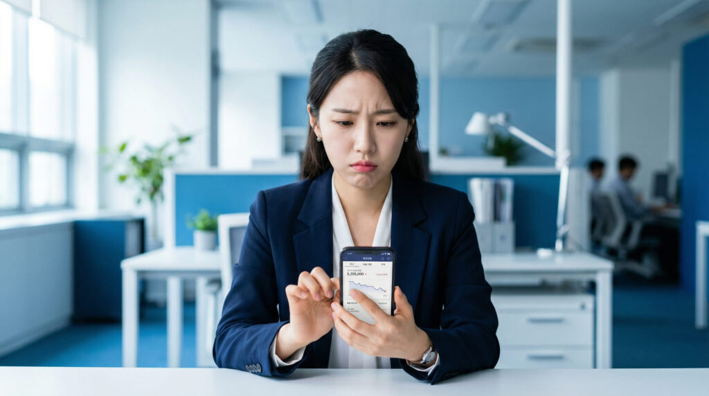 프리랜서 신용대출 금리 확인하는 여성