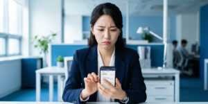 프리랜서 신용대출 금리 확인하는 여성