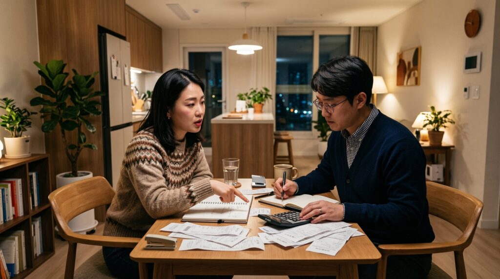 소득인정액 재산  확인하는 부부