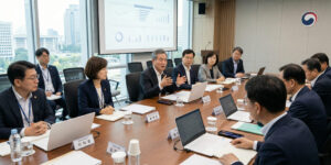 사람들이 모여서 회의를 하는 모습