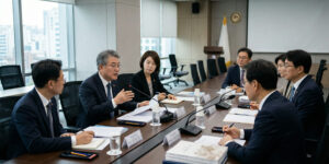 국회의원들이 회의하는 장면