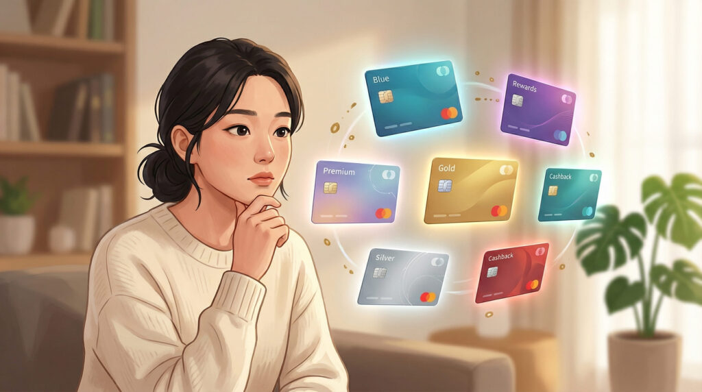 신용카드 혜택 비교 하는 여성