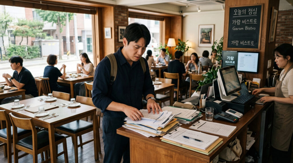서울 소상공인 지원금 받을 수 있을까 서류를 살피고 있다.