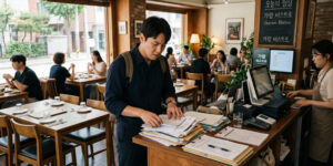 서울 소상공인 지원금 받을 수 있을까 서류를 살피고 있다.