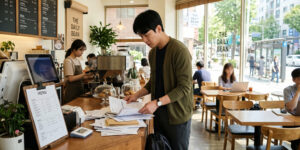 인천 소상공인 지원금을 받기 위해 서류를 정리하고 있다.