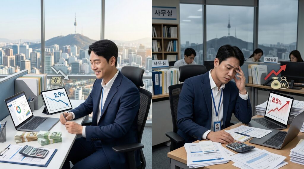 대출 조건 비교하는 남성